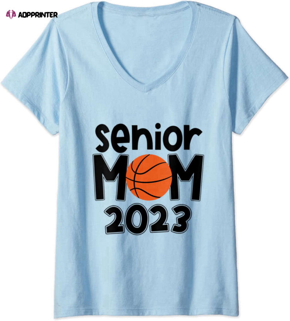 Womens Senior Mom Class Of 2023 Basketball Mom Graduation Apparel V-Neck T-Shirt Womens Senior Mom Class Of 2023 Basketball Mom Graduation Apparel V-Neck T-Shirt