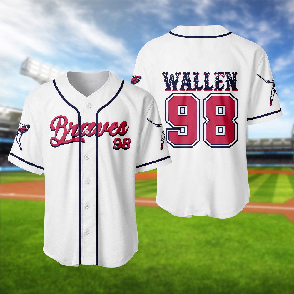 Braves 98 Baseball Jersey Morgan Wallen Shirt Country Music Tee Braves 98 Baseball Jersey Morgan Wallen Shirt Country Music Tee