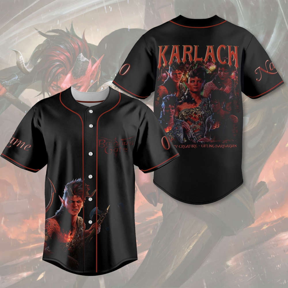 Custom Karlach Baldur s Gate 3 Baseball Jersey – Astarion High Elf Shirt & Rogue Merch Dungeon Master Gift Custom Karlach Baldur s Gate 3 Baseball Jersey – Astarion High Elf Shirt & Rogue Merch Dungeon Master Gift