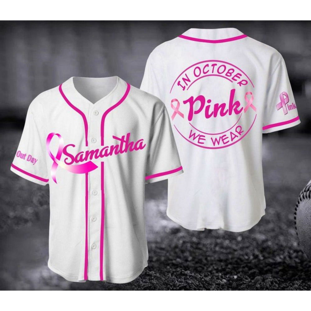October We Wear Pink Baseball Jersey – Breast Cancer Unisex Shirt Gift for Her Him October We Wear Pink Baseball Jersey – Breast Cancer Unisex Shirt Gift for Her Him