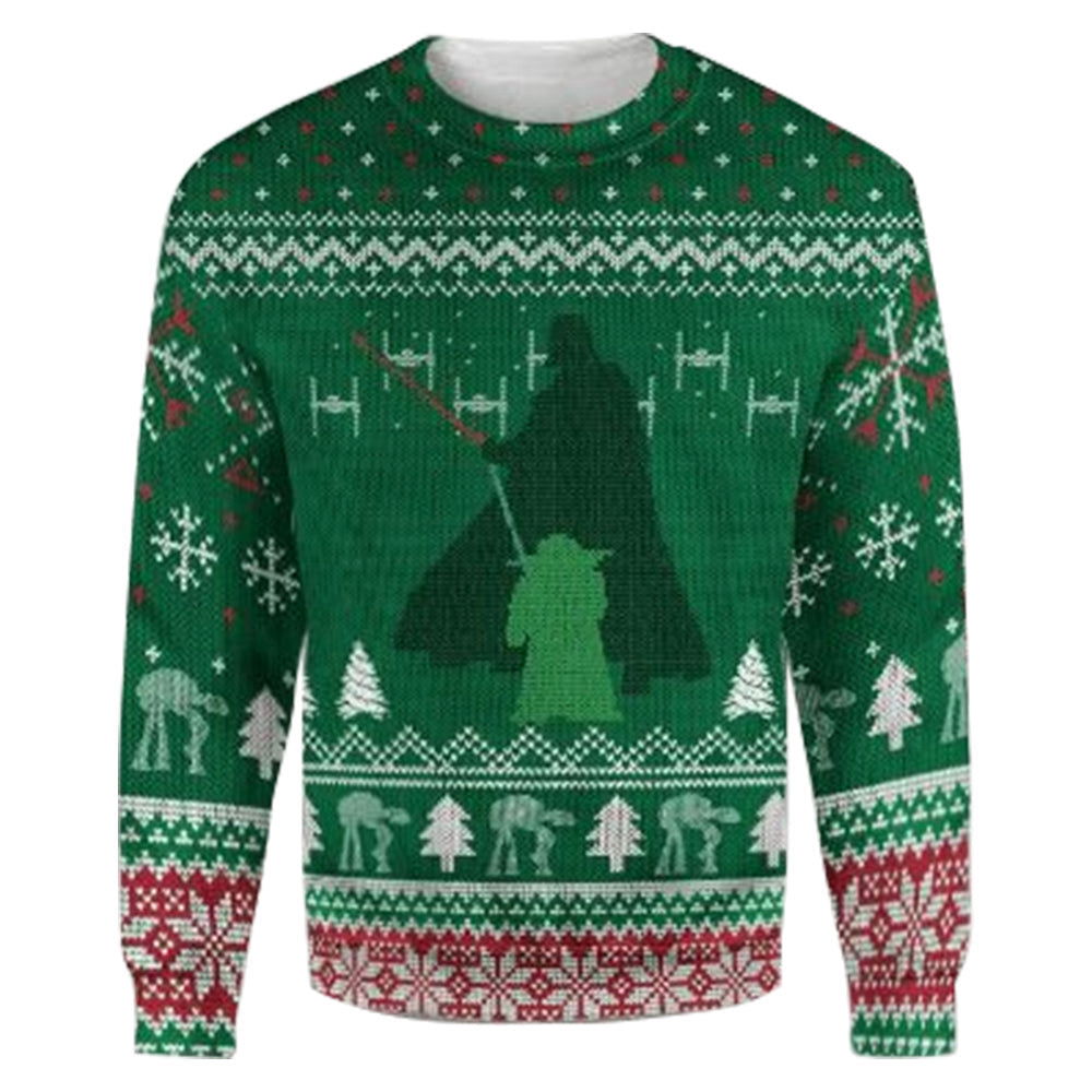 Star Wars Green Darth Vader And Yoda Ugly Christmas Sweaters Star Wars Green Darth Vader And Yoda Ugly Christmas Sweaters