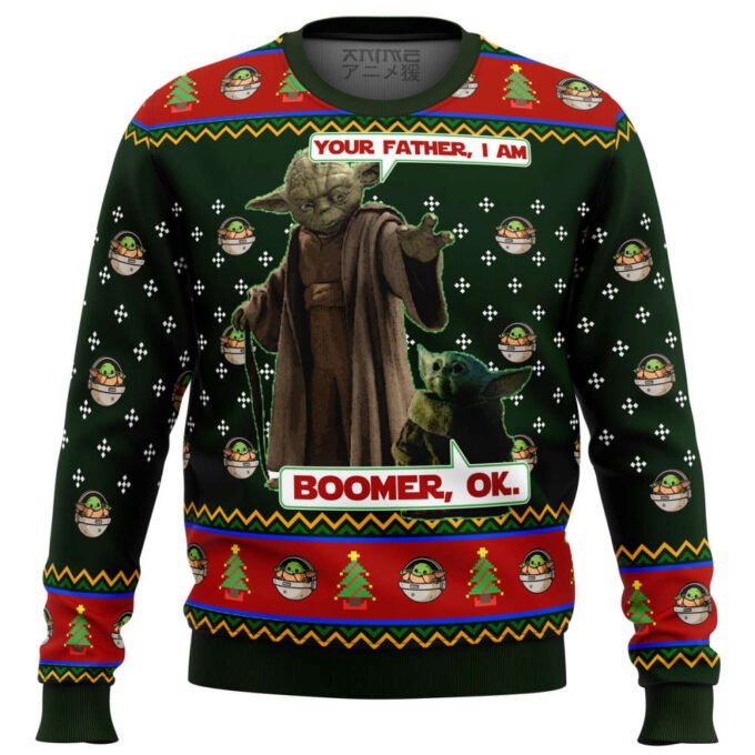 Comfimerch Baby Yoda Boomer Star Wars Ugly Christmas Sweater