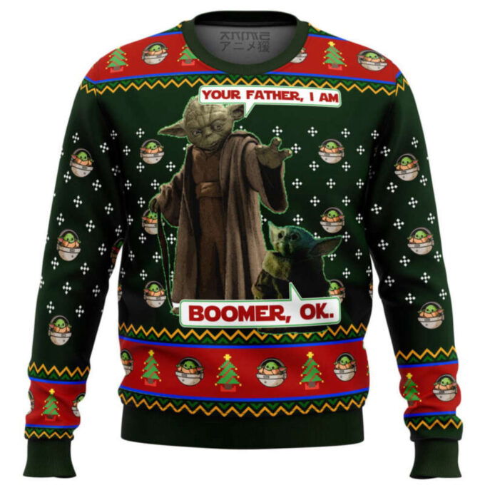 Comfimerch Baby Yoda Boomer Star Wars Ugly Christmas Sweater