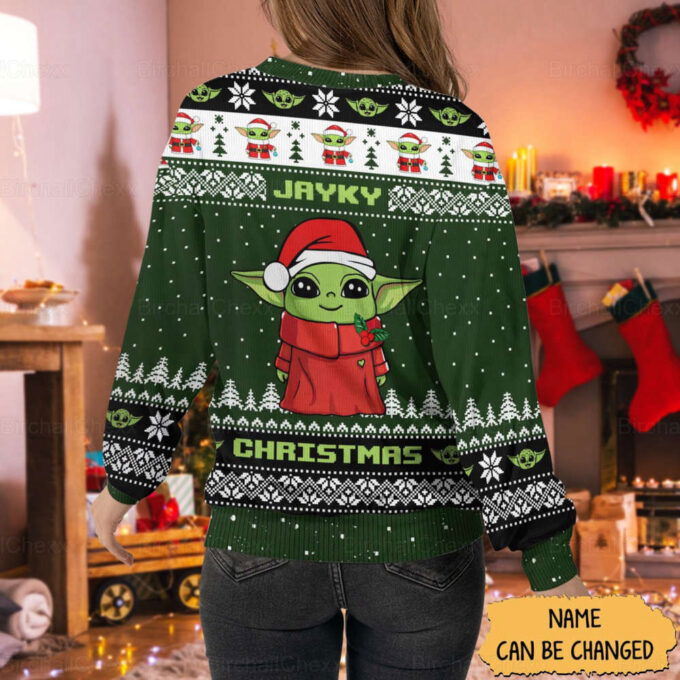 Christmas Ugly Sweater, Personalized Baby Yoda Christmas Sweater Men, Baby Yoda Christmas Shirt, Baby Yoda Woman Sweater, Starwars Christmas