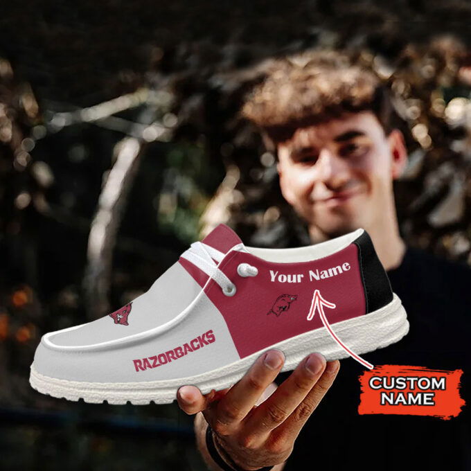 Arkansas Razorbacks Personalized Hey Dude Sports Shoes – Custom Name Design Perfect Gift