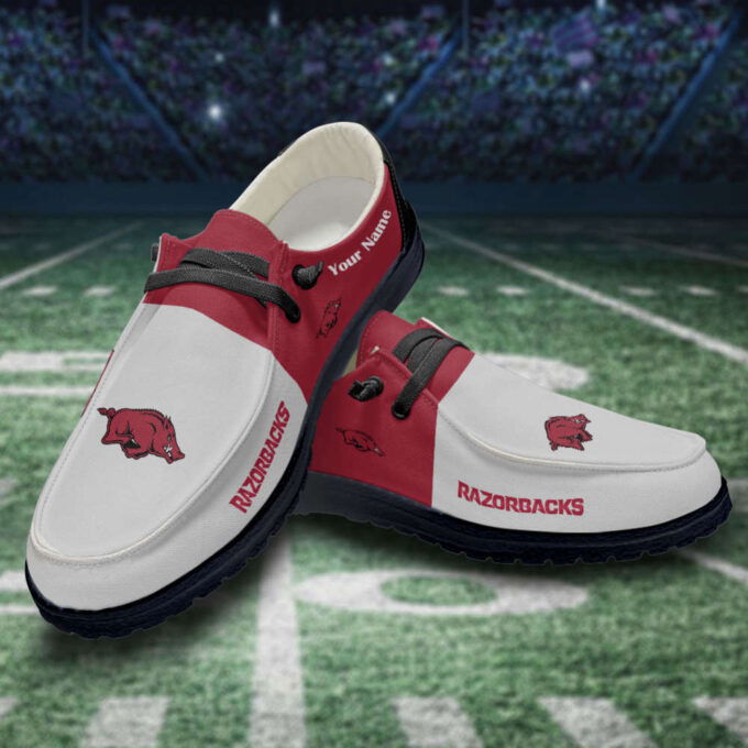 Arkansas Razorbacks Personalized Hey Dude Sports Shoes – Custom Name Design Perfect Gift