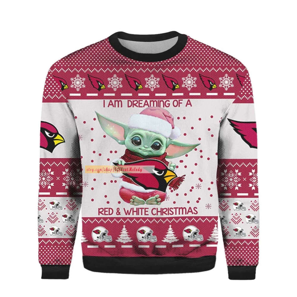 Baby Yoda Arizona Cardinals Ugly Christmas Sweater, I am a Dreaming Of a Red and White Ugly Sweater, Ao Yoda Hummong Christmas Sweater 3D Baby Yoda Arizona Cardinals Ugly Christmas Sweater, I am a Dreaming Of a Red and White Ugly Sweater, Ao Yoda Hummong Christmas Sweater 3D
