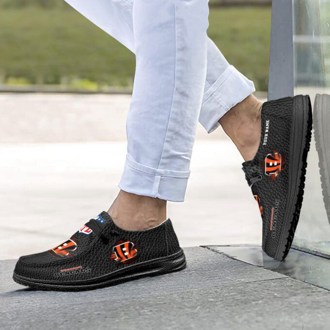 Cincinnati Bengals NFL Personalized Hey Dude Sports Shoes – Custom Name Design Perfect Gift