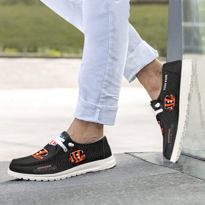Cincinnati Bengals NFL Personalized Hey Dude Sports Shoes – Custom Name Design Perfect Gift