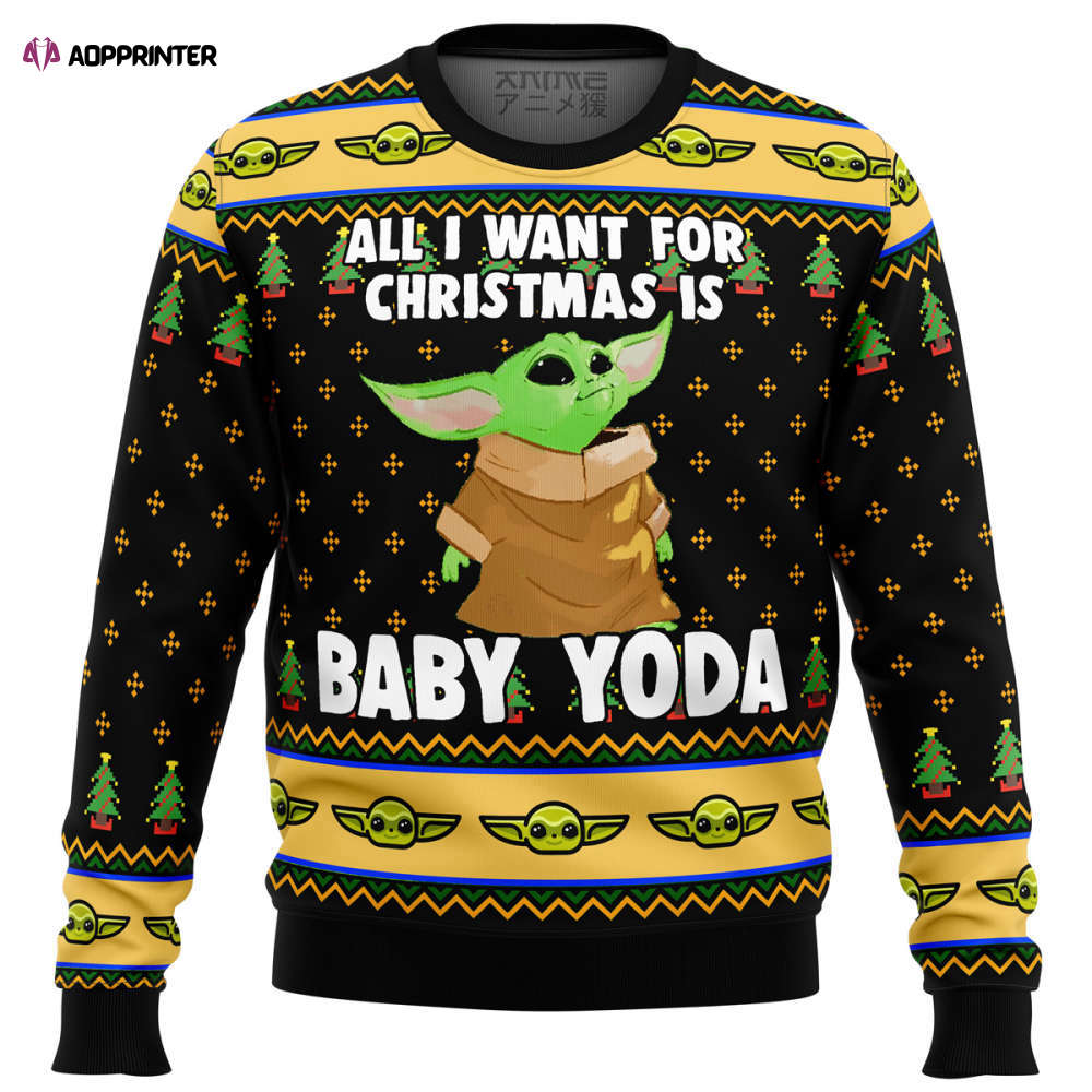 Comfimerch Baby Yoda All I Want Mandalorion Star Wars Ugly Christmas Sweater Comfimerch Baby Yoda All I Want Mandalorion Star Wars Ugly Christmas Sweater