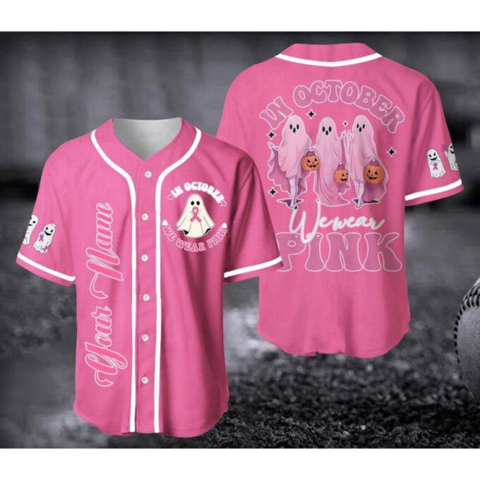 Custom Pink Baseball Jersey: Cancer Support Shirt for Halloween & Christmas