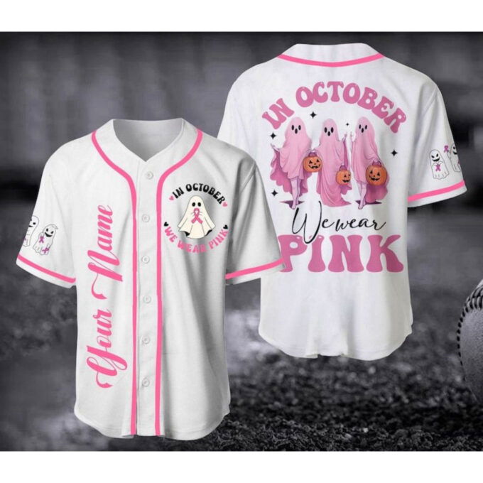 Custom Pink Baseball Jersey: Cancer Support Shirt for Halloween & Christmas