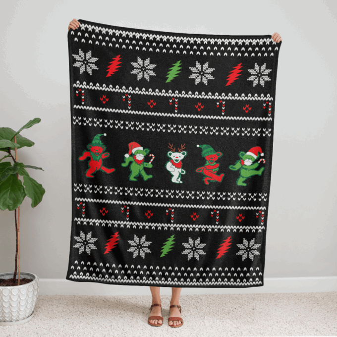GD Jingle Bears Christmas Fleece Blanket – Quilt Christmas Birthday Gift