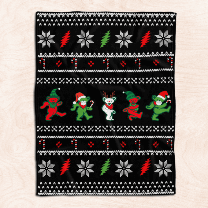 GD Jingle Bears Christmas Fleece Blanket – Quilt Christmas Birthday Gift