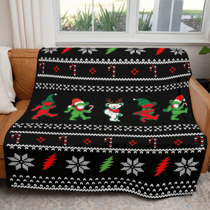 GD Jingle Bears Christmas Fleece Blanket – Quilt Christmas Birthday Gift