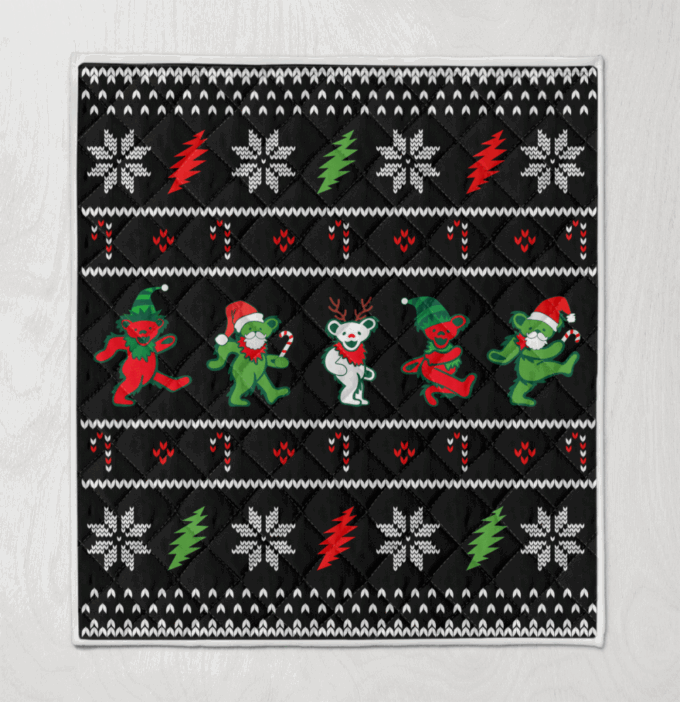 GD Jingle Bears Christmas Fleece Blanket – Quilt Christmas Birthday Gift