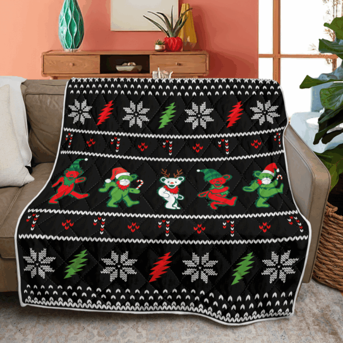GD Jingle Bears Christmas Fleece Blanket – Quilt Christmas Birthday Gift