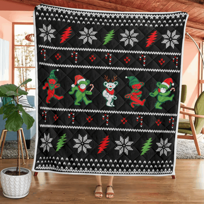 GD Jingle Bears Christmas Fleece Blanket – Quilt Christmas Birthday Gift