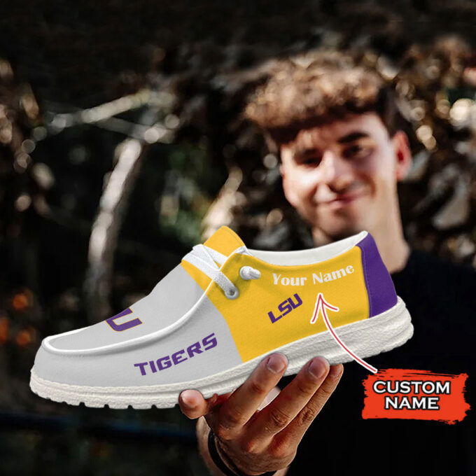 LSU Tigers NCAA Personalized Hey Dude Sports Shoes – Custom Name Design Perfect Gift