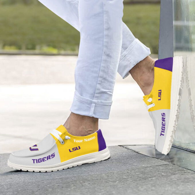 LSU Tigers NCAA Personalized Hey Dude Sports Shoes – Custom Name Design Perfect Gift