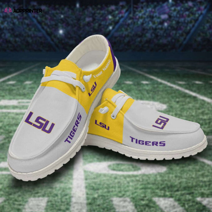 LSU Tigers NCAA Personalized Hey Dude Sports Shoes – Custom Name Design Perfect Gift