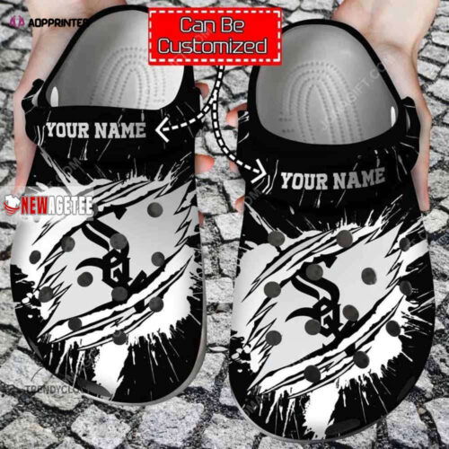 Mlb Chicago White Sox Ripped Claw Custom Name Crocs Clog