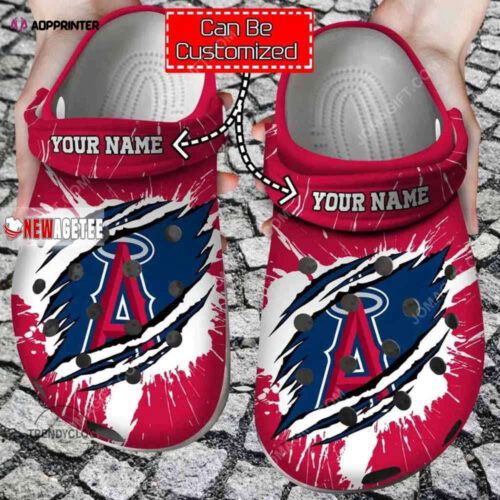 Mlb Los Angeles Angels Ripped Claw Custom Name Crocs Clog
