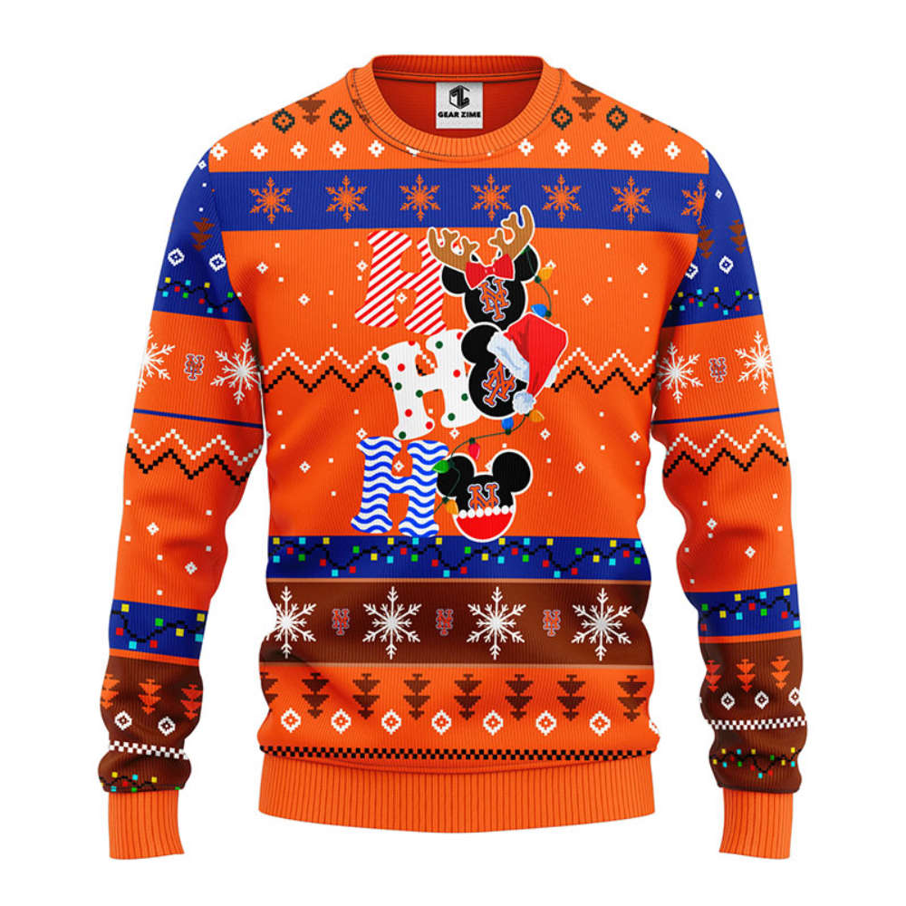 MLB New York Mets HoHoHo Mickey Christmas Ugly Sweater -Neon GIft MLB New York Mets HoHoHo Mickey Christmas Ugly Sweater -Neon GIft