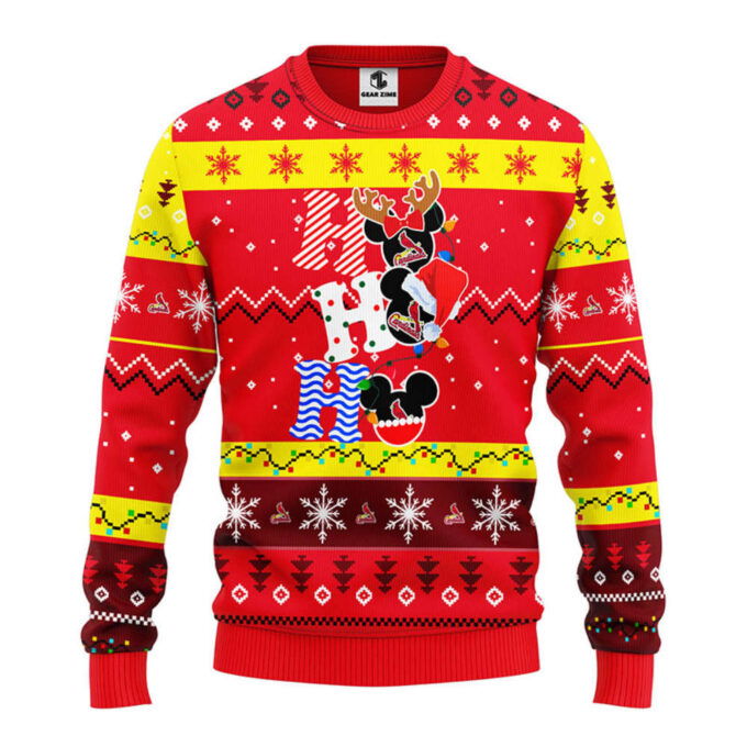 MLB St. Louis Cardinals HoHoHo Mickey Christmas Ugly Sweater -Noen Christmas Gift