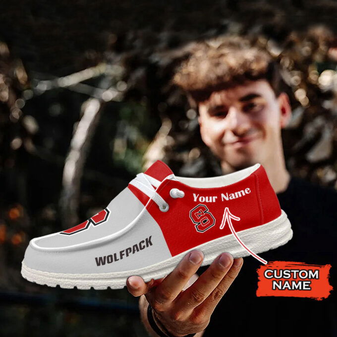 NC State Wolfpack Personalized Hey Dude Sports Shoes – Custom Name Design Perfect Gift