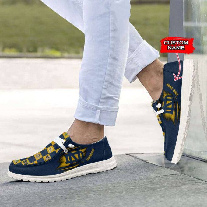 NCAA Notre Dame Fighting Irish Custom Name Hey Dude Shoes Fan Gift