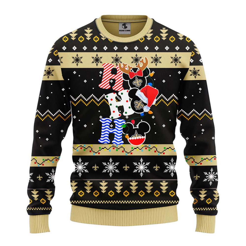NFL New Orleans Saints HoHoHo Mickey Christmas Ugly Sweater – Christmas Noen Gift NFL New Orleans Saints HoHoHo Mickey Christmas Ugly Sweater – Christmas Noen Gift