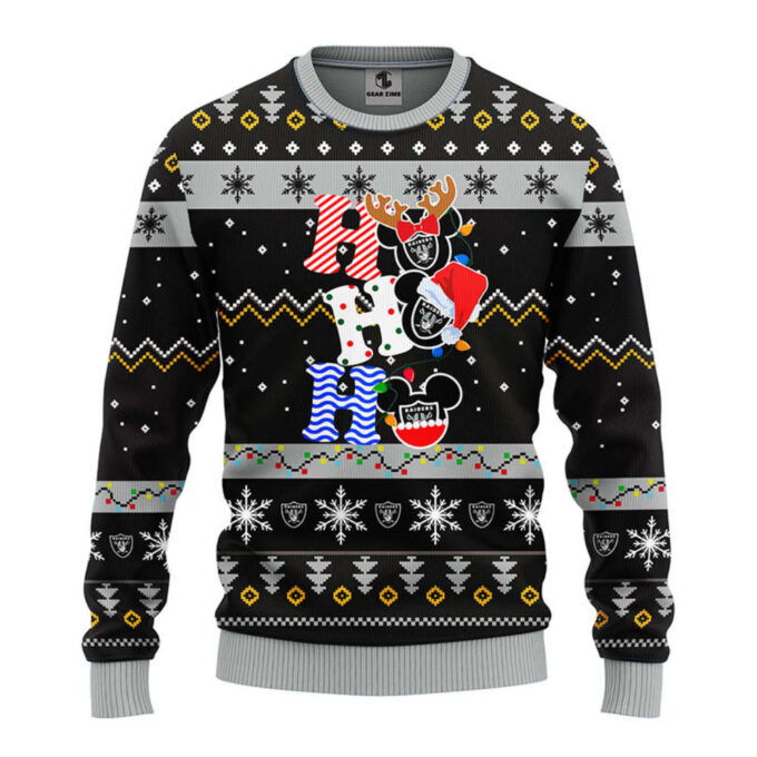 NFL Oakland Raiders HoHoHo Mickey Christmas Ugly Sweater – Christmas Noen Gift