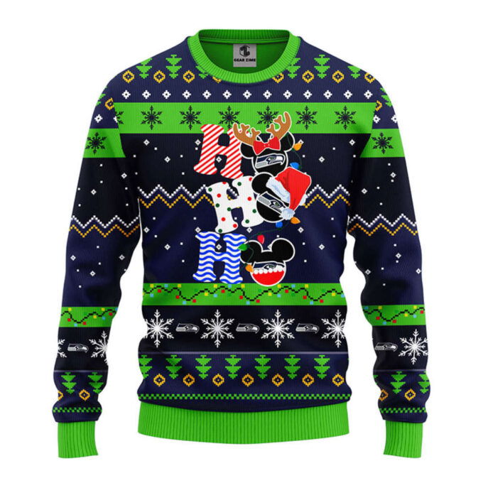 NFL Seattle Seahawks HoHoHo Mickey Christmas Ugly Sweater – Christmas Gift