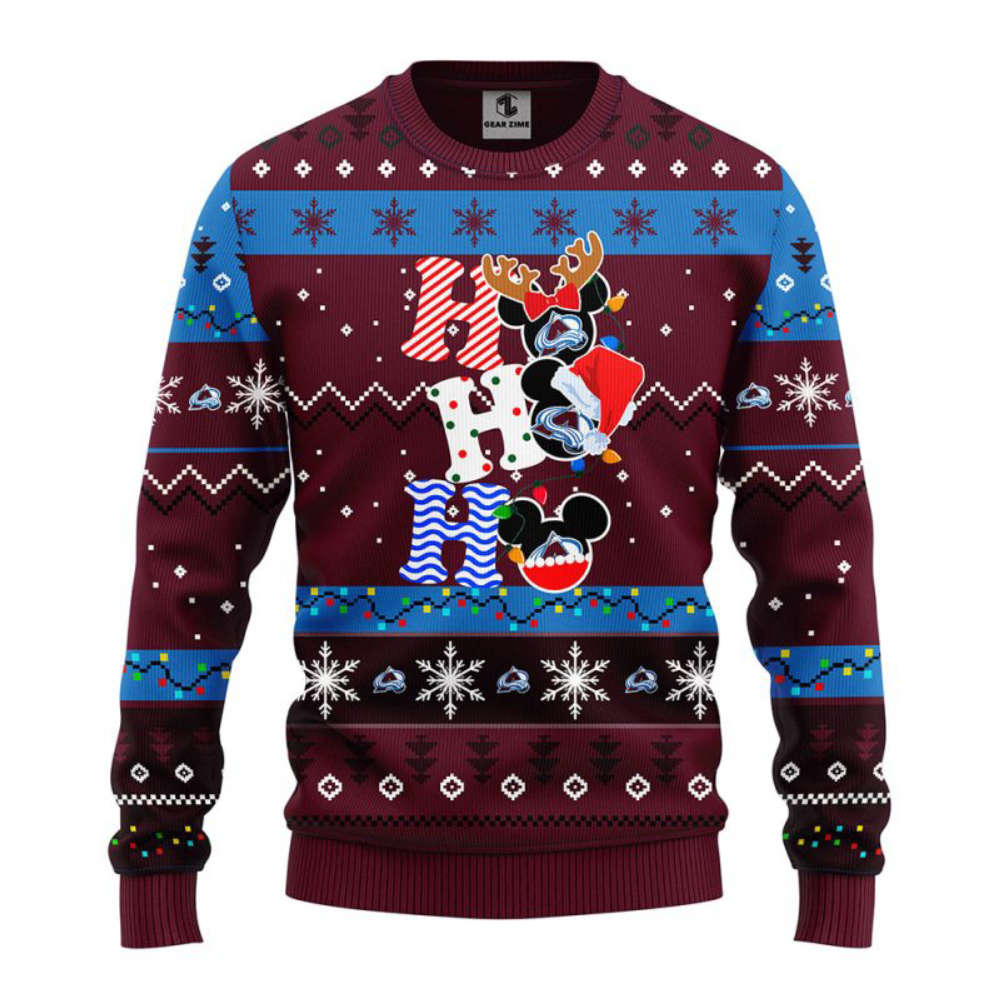 NHL Colorado Avalanche HoHoHo Mickey Christmas Ugly Sweater – Christmas Gift NHL Colorado Avalanche HoHoHo Mickey Christmas Ugly Sweater – Christmas Gift