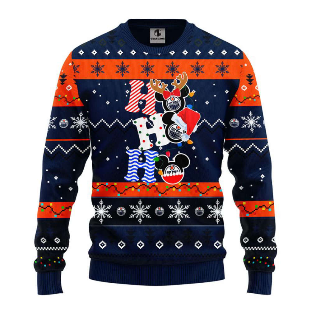 NHL Edmonton Oilers HoHoHo Mickey Christmas Ugly Sweater – Christmas Gift NHL Edmonton Oilers HoHoHo Mickey Christmas Ugly Sweater – Christmas Gift