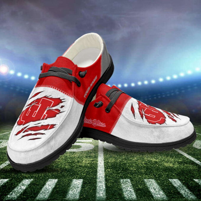 Nordmerch Utah Utes Personalized Hey Dude Sports Shoes – Custom Name Design Perfect Gift For Fans