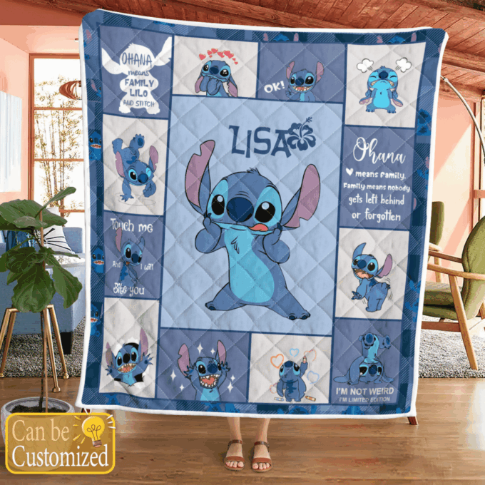 Personalized Stitch Fleece Blanket – Quilt Christmas Birthday Gift