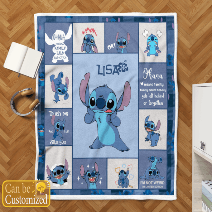 Personalized Stitch Fleece Blanket – Quilt Christmas Birthday Gift
