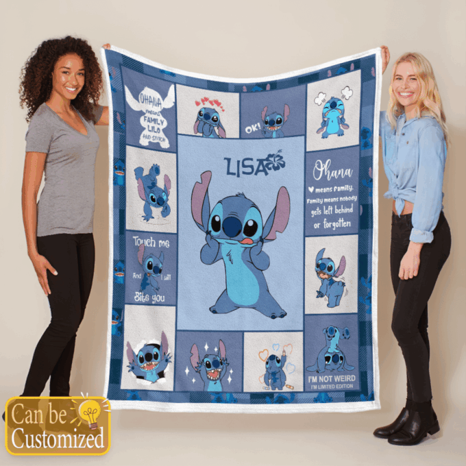 Personalized Stitch Fleece Blanket – Quilt Christmas Birthday Gift