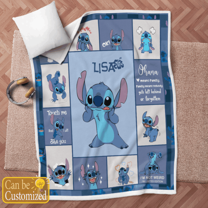 Personalized Stitch Fleece Blanket – Quilt Christmas Birthday Gift