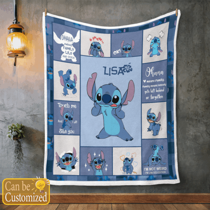 Personalized Stitch Fleece Blanket – Quilt Christmas Birthday Gift