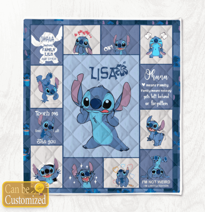 Personalized Stitch Fleece Blanket – Quilt Christmas Birthday Gift