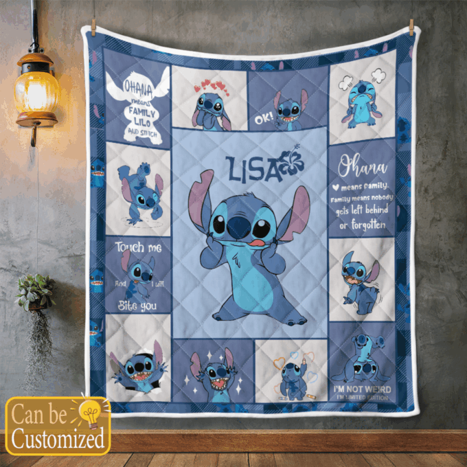 Personalized Stitch Fleece Blanket – Quilt Christmas Birthday Gift