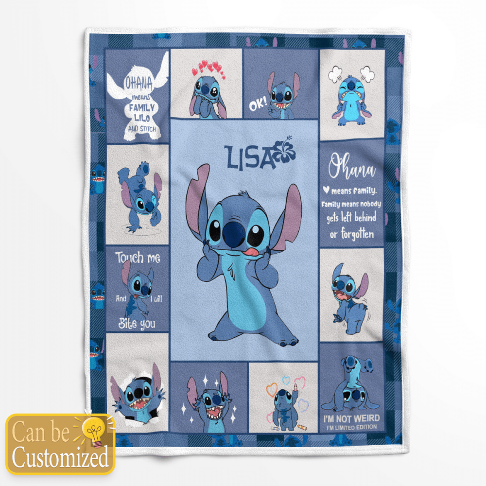 Personalized Stitch Fleece Blanket – Quilt Christmas Birthday Gift Personalized Stitch Fleece Blanket – Quilt Christmas Birthday Gift