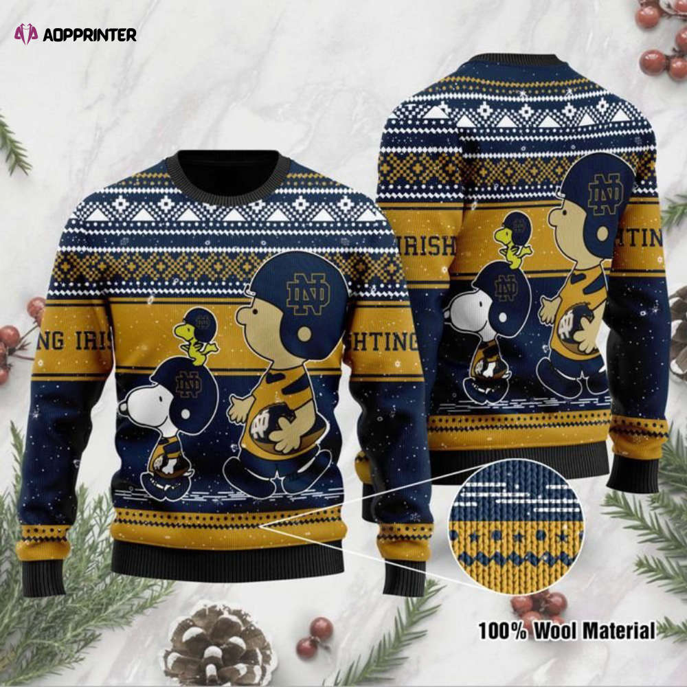 Snoopy And Charlie Brown Notre Dame Fighting Irish Ugly Christmas Sweater, All Over Print Sweatshirt Snoopy And Charlie Brown Notre Dame Fighting Irish Ugly Christmas Sweater, All Over Print Sweatshirt