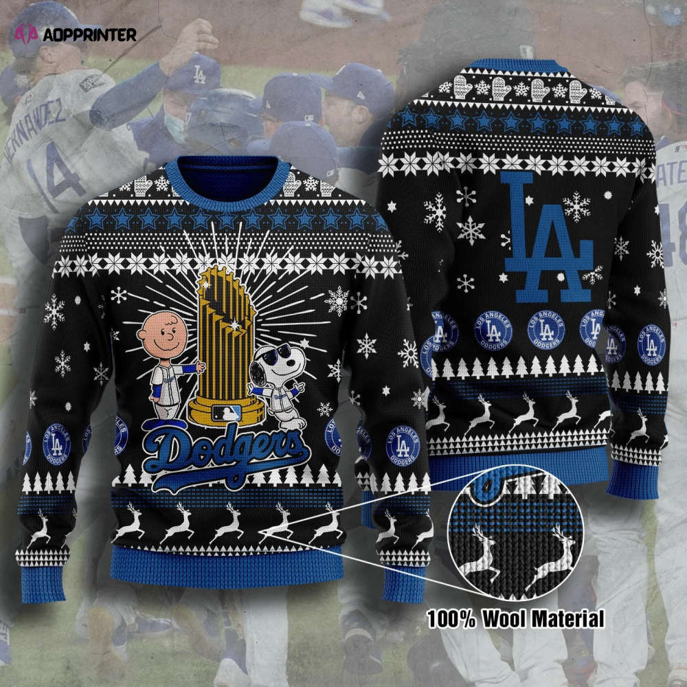 Snoopy Charlie Brown Dodgers Ugly Christmas Sweater Snoopy Charlie Brown Dodgers Ugly Christmas Sweater