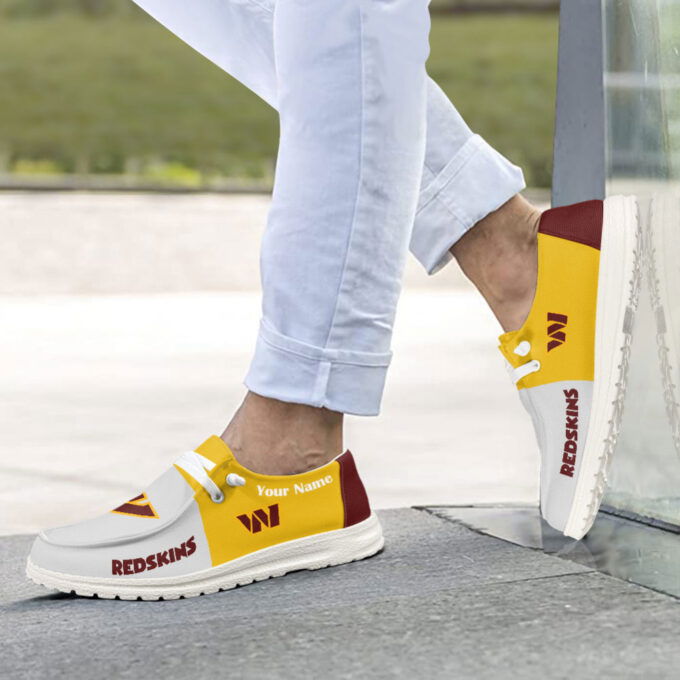 Washington Commanders NFL Personalized Hey Dude Sports Shoes – Custom Name Design Perfect Gift For Fans