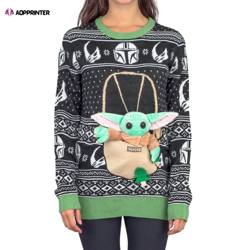 Women’s Star Wars Baby Yoda The Child Forces Trees For Unisex Ugly Christmas Sweater, All Over Print Sweatshirt Women’s Star Wars Baby Yoda The Child Forces Trees For Unisex Ugly Christmas Sweater, All Over Print Sweatshirt