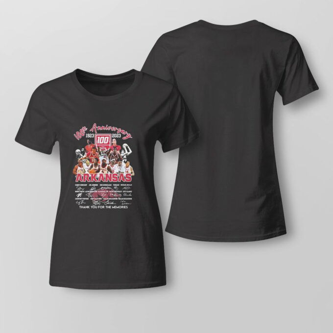 100th Anniversary 1923 2023 Arkansas Razorbacks Players Thanks You For The Memories Signature T-shirt For Fans